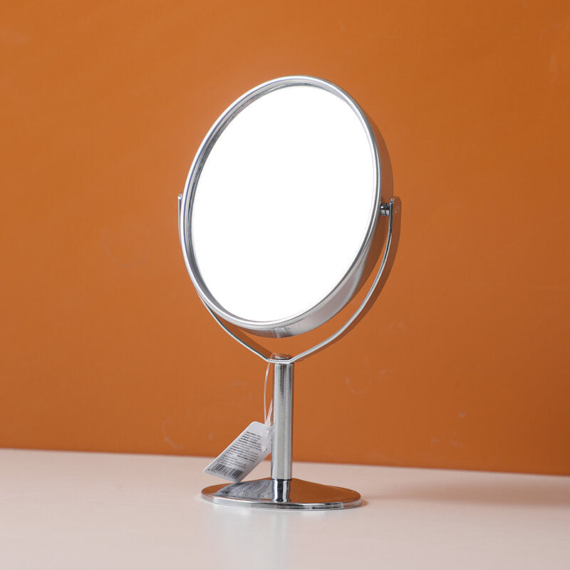 Mini specchio ovale semplice da tavolo in metallo - argento