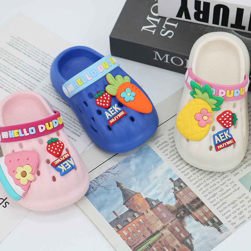 Cartoon frutta punta chiusa bambini sandali buco blu dimensioni 30-31