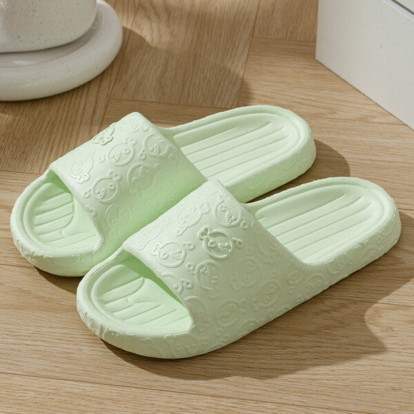 Pantofole da donna con motivo a cartoni animati di colore verde, taglia 38-39