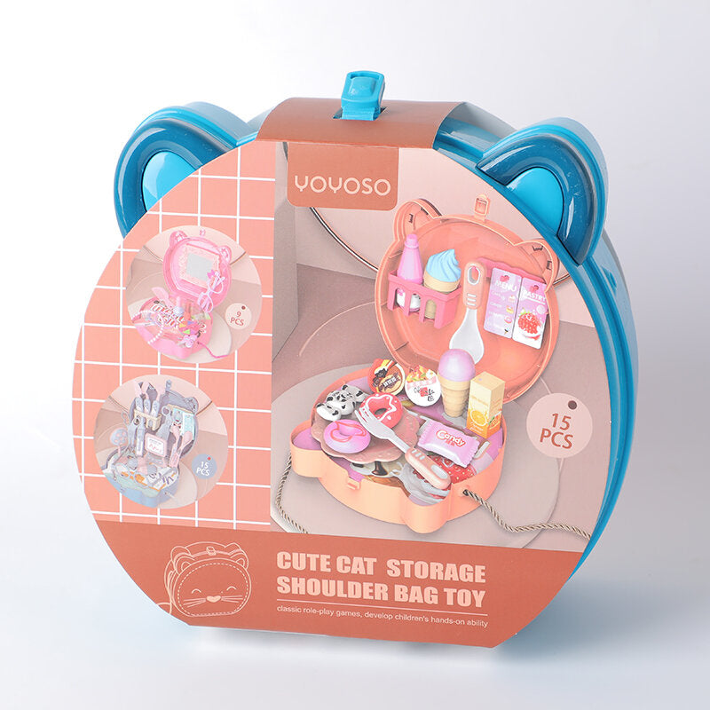 Carino gatto strumenti medici carry-on stoccaggio spalla borsa giocattolo