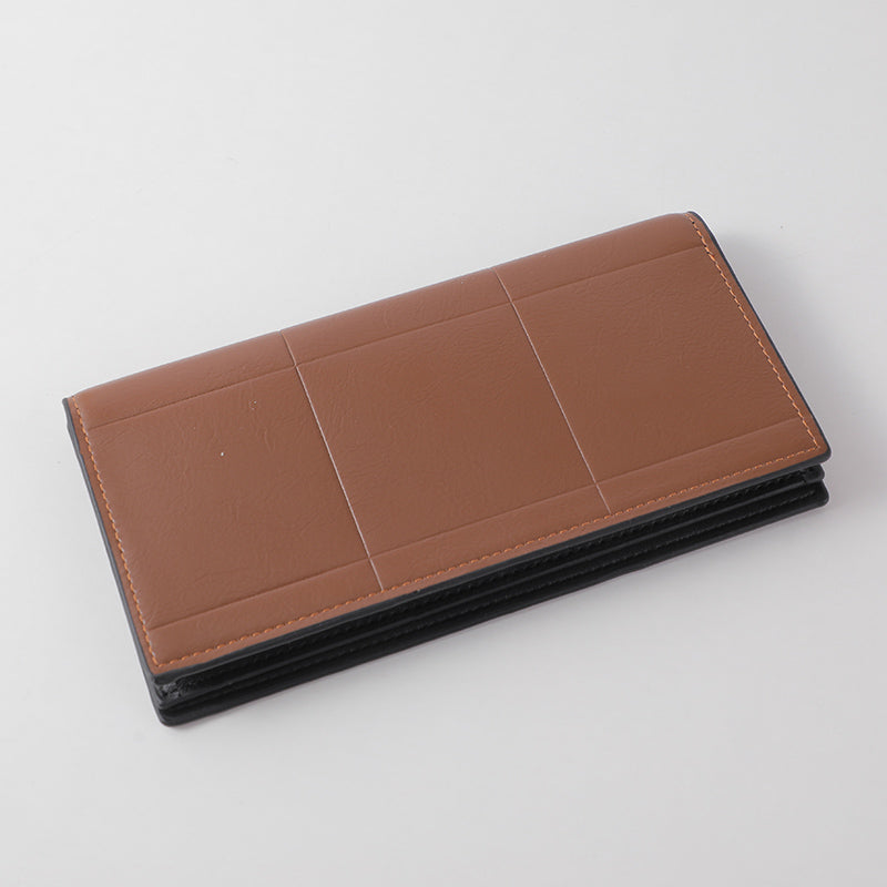 Portafoglio lungo da uomo con impunture - caffè