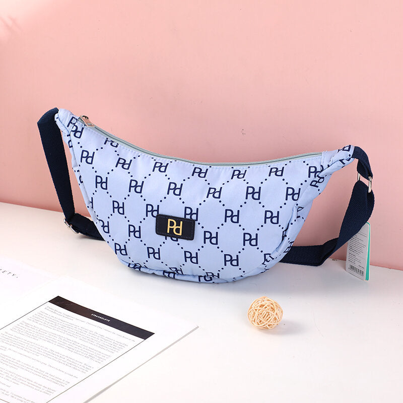 Borsa a tracolla con logo PD e cerniera - blu