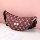 Borsa a tracolla con logo PD e cerniera - caffè scuro