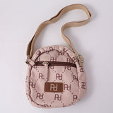 Borsa a tracolla verticale con logo PD e chiusura a zip - caffè