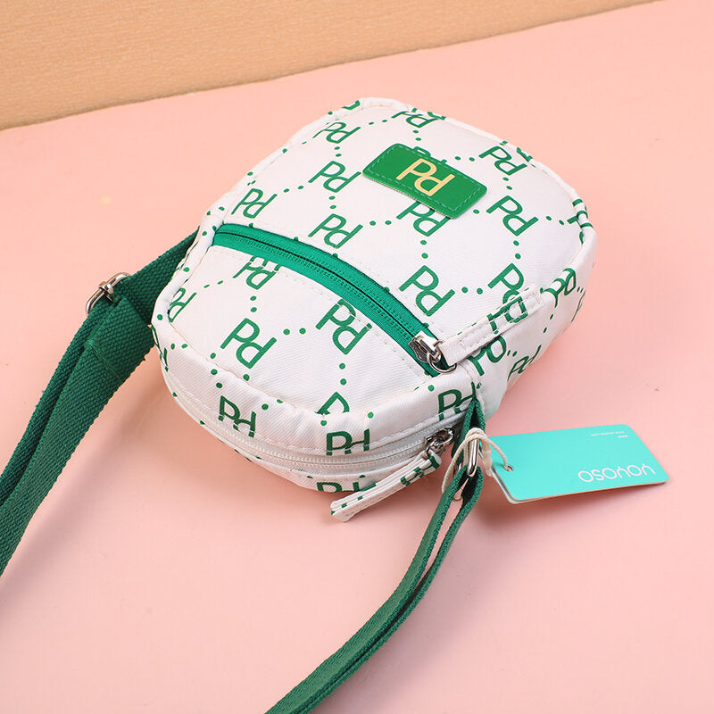 Borsa a tracolla verticale con logo PD e cerniera verde