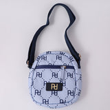 Borsa a tracolla verticale con logo PD e cerniera - blu