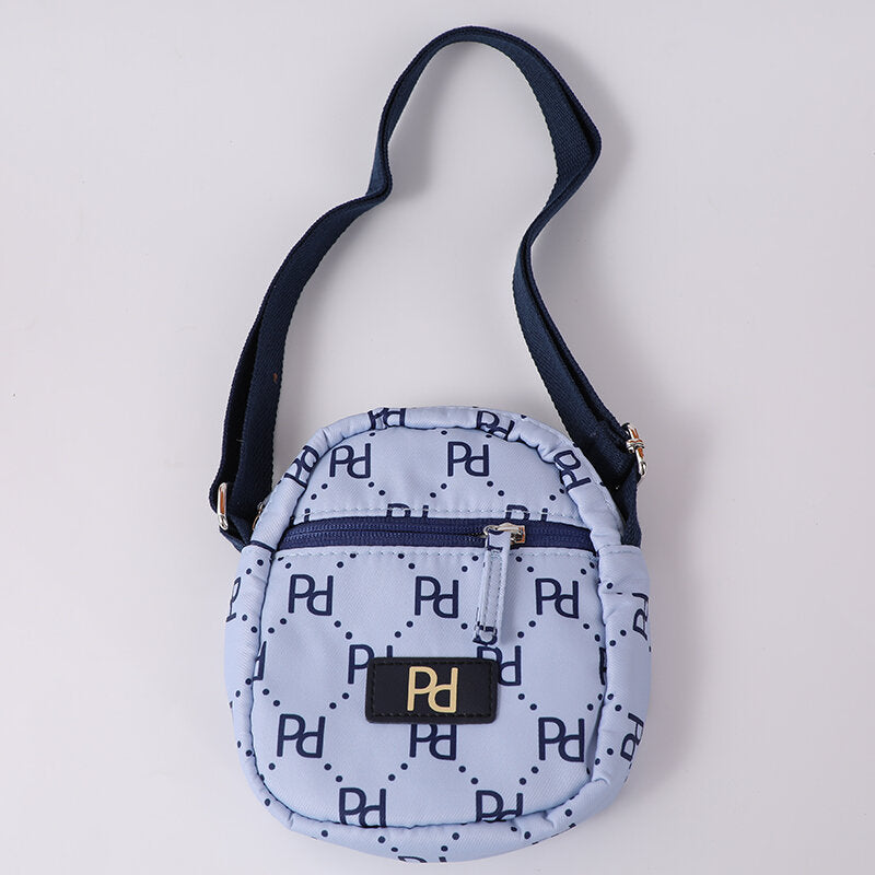 Borsa a tracolla verticale con logo PD e cerniera - blu