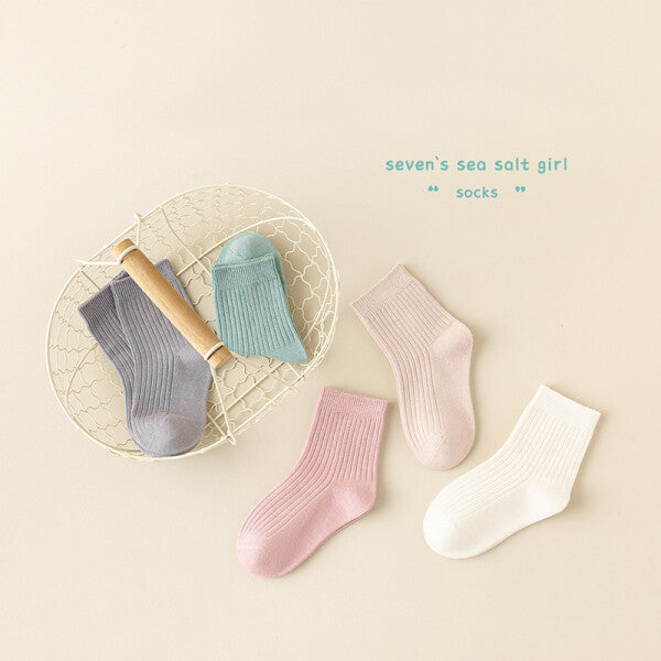 ZZZ005 Calzini a metà polpaccio per bambine e ragazze Sea Salt-L set da 2 paia