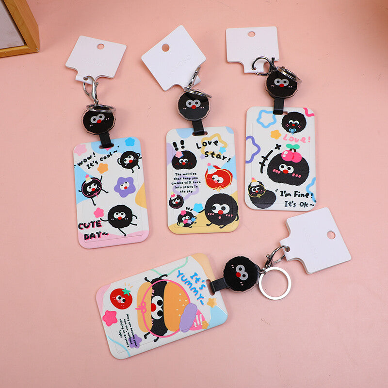 Piccola palla di carbone Porta carte con fibbia retrattile