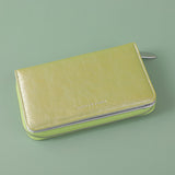 Portamonete di medie dimensioni con cerniera, giallo perlato e luccicante