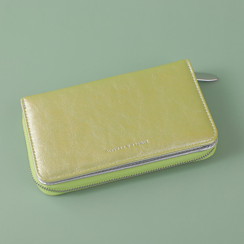 Portamonete di medie dimensioni con cerniera, giallo perlato e luccicante