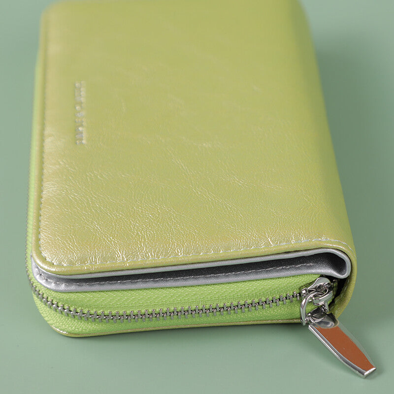 Portamonete di medie dimensioni con cerniera, giallo perlato e luccicante