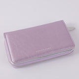Portamonete di medie dimensioni con cerniera, viola, perlato e luccicante