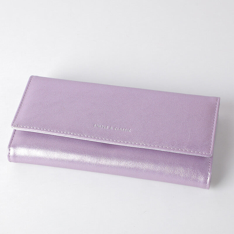 Portafoglio grande a tre ante, viola, perla shimmer