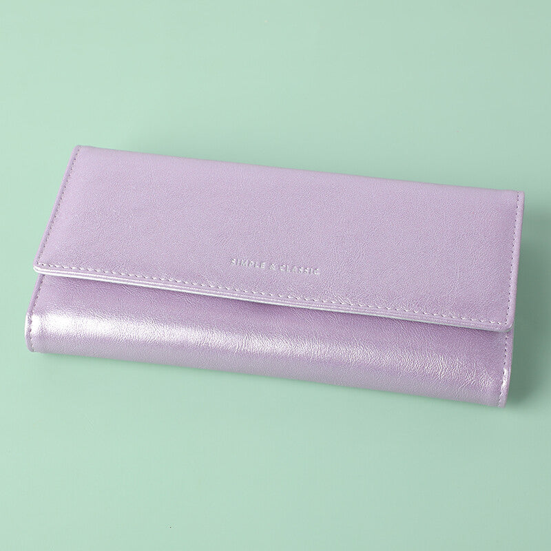 Portafoglio grande a tre ante, viola, perla shimmer