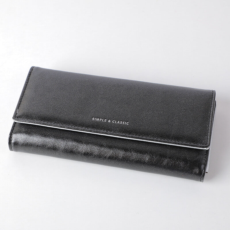 Portafoglio grande a tre ante perlato nero