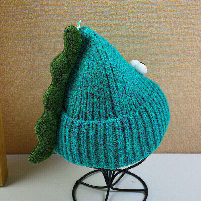 Cappello lavorato a maglia per bambini a tesa larga Dinosaur drh - verde scuro