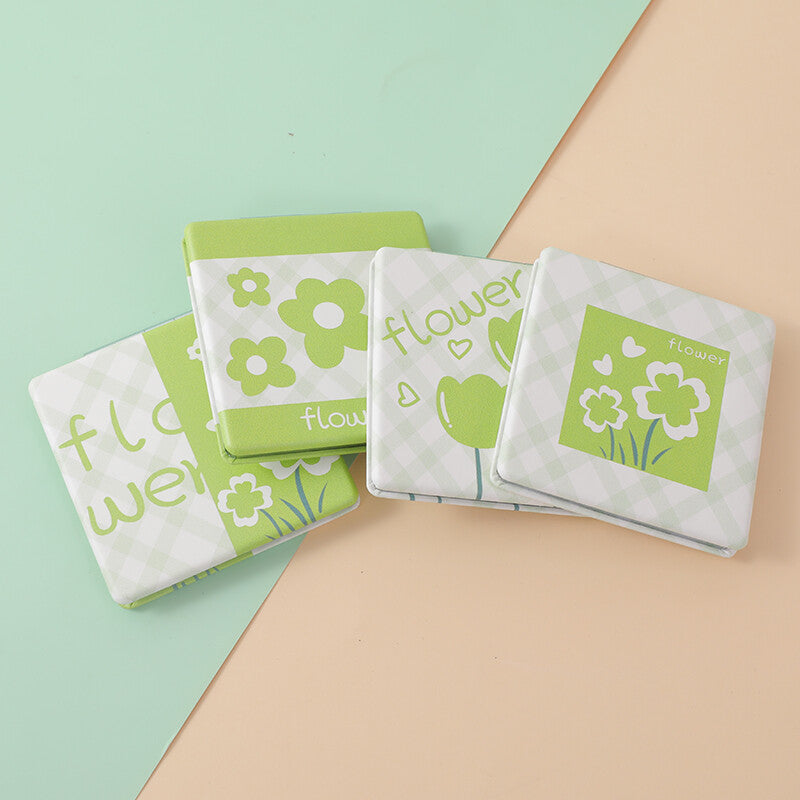 Specchio portatile quadrato smerigliato Love bird verde-1Pz