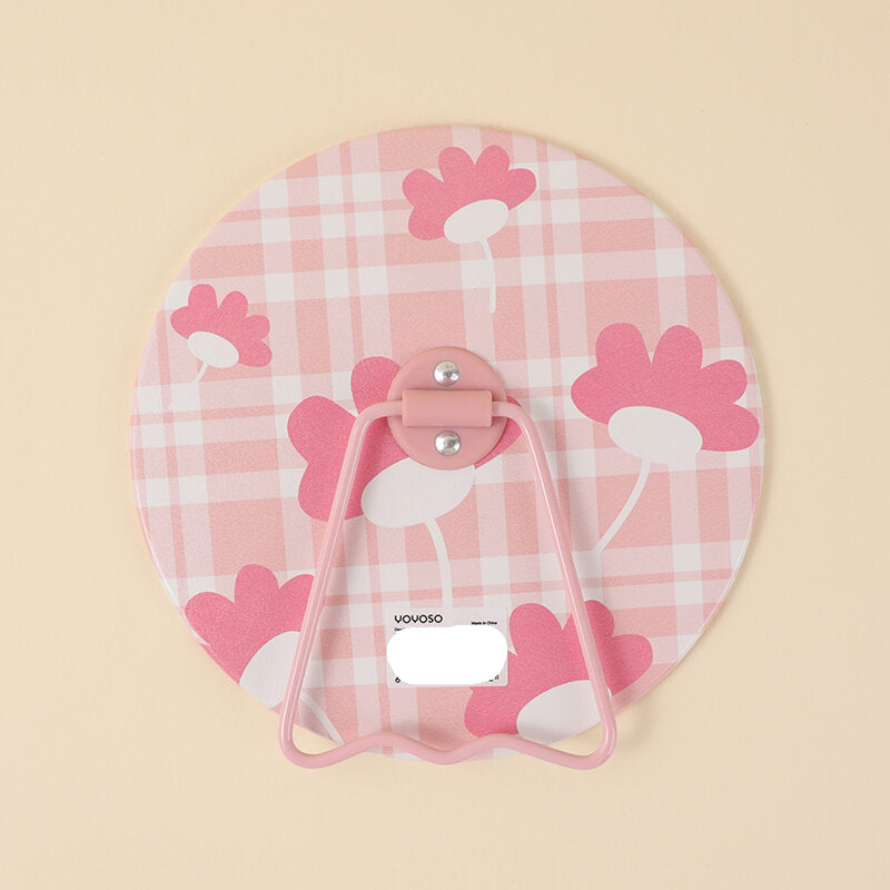 Specchio da tavolo creativo rotondo floreale a quadri-1Pz