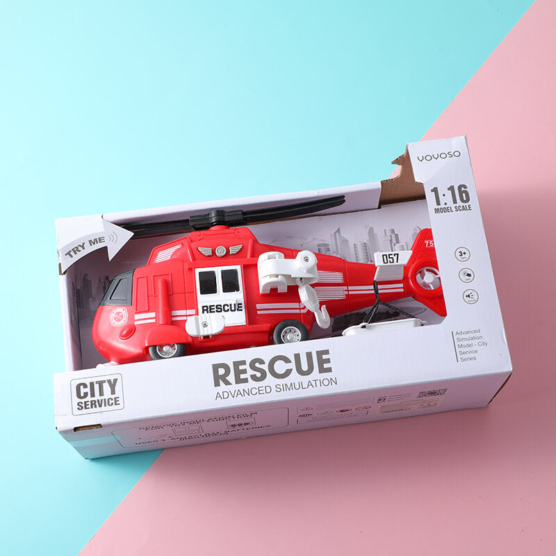 1:16 Elicottero inerziale (tre pulsanti con luce) - contiene 3pcs AG13 batteria-rosso