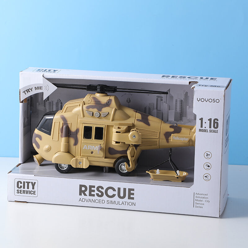 1:16 Elicottero inerziale (tre pulsanti con luce) -contiene 3pcs AG13 batteria - colore mimetico