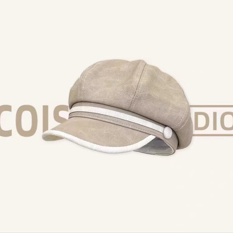 Cappello ottagonale in pelle dolce - cachi
