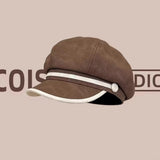 Cappello ottagonale in pelle dolce - marrone