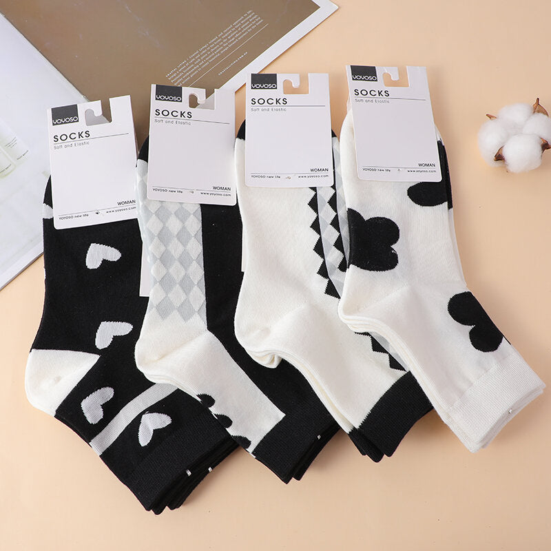 Cuore bianco e nero da donna - Calze da polpaccio 2 paia