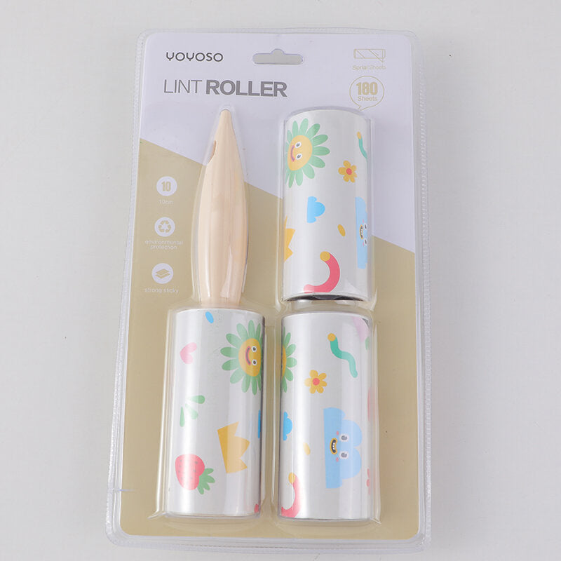 Rullo levapelucchi con manico dritto a fiore rosa x3 rotoli