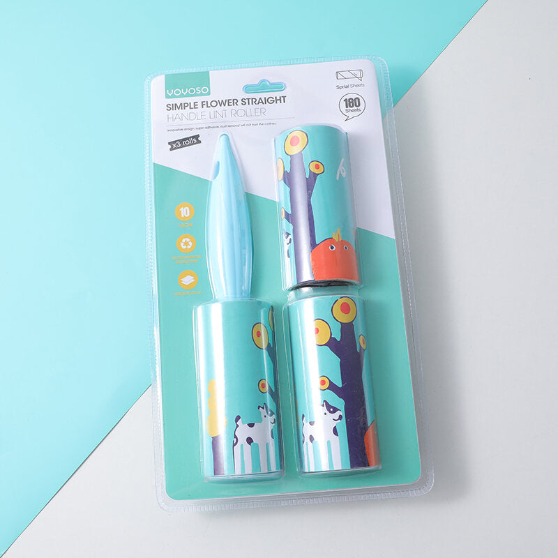 Rullo per lanugine con manico dritto a fiore semplice x3 rotoli