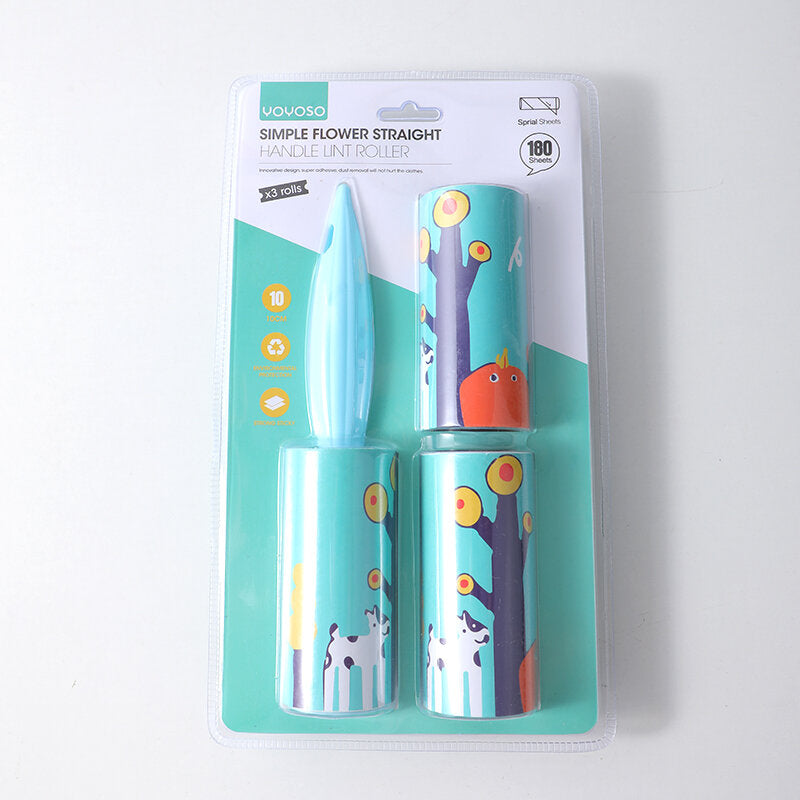 Rullo per lanugine con manico dritto a fiore semplice x3 rotoli