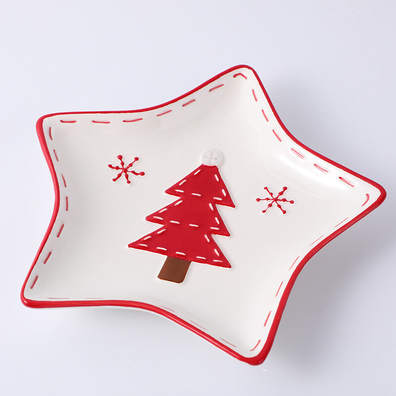 Piatto in ceramica a forma di albero di Natale