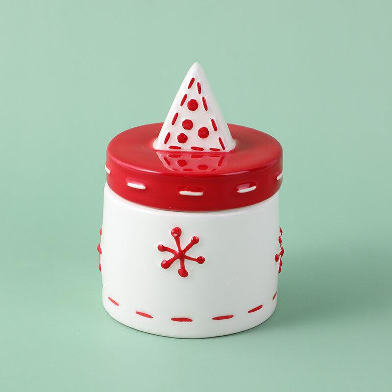 Barattolo in ceramica sigillato con fiocco di neve natalizio