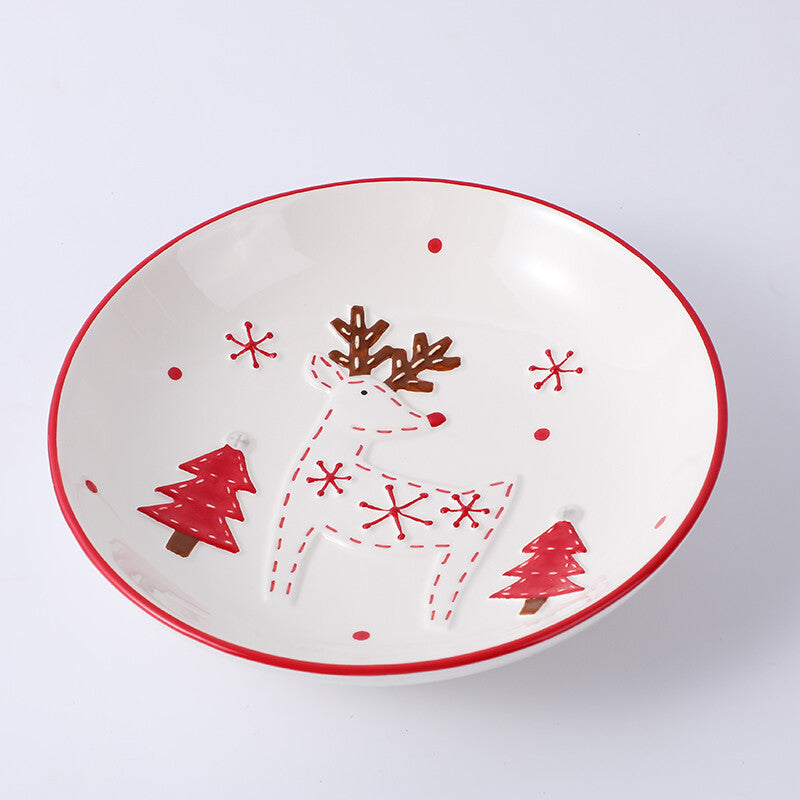 Piatto rotondo in ceramica di alce