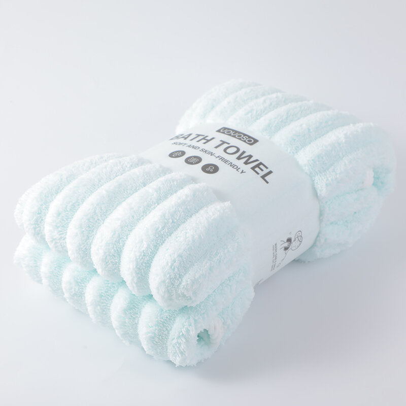 Telo bagno jacquard 3D a righe larghe, colore azzurro