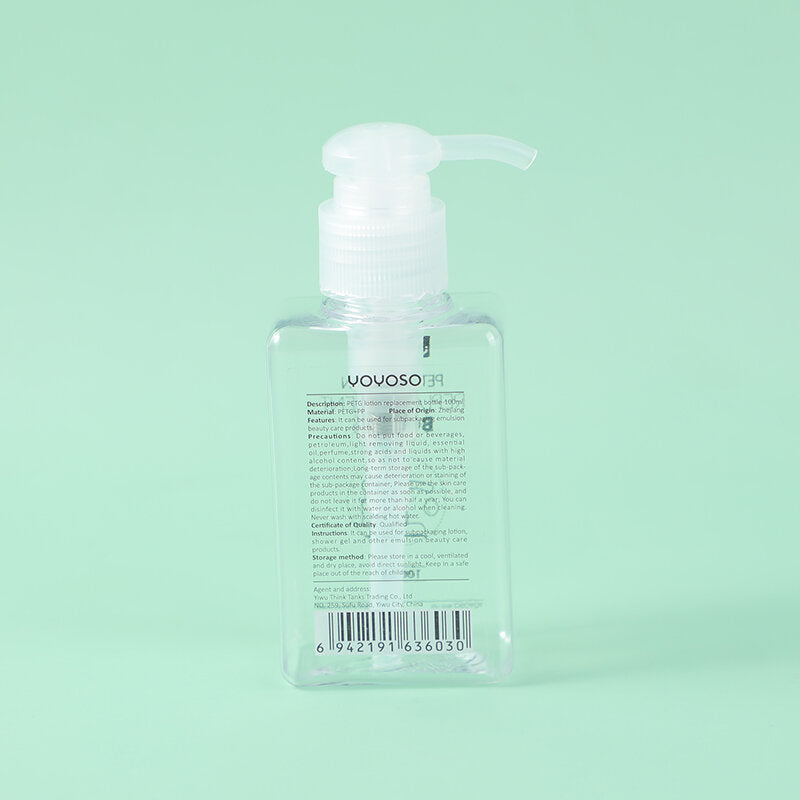 Bottiglia di ricambio di lozione in PETG da 100 ml