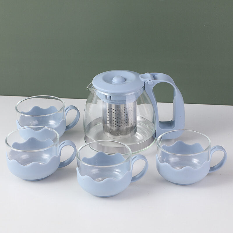 Set di teiere di lusso in vetro azzurro