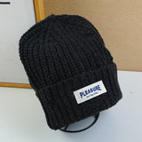 PLEASURE Cappello in lana per adulti con etichetta in tessuto Street con fori - grigio scuro