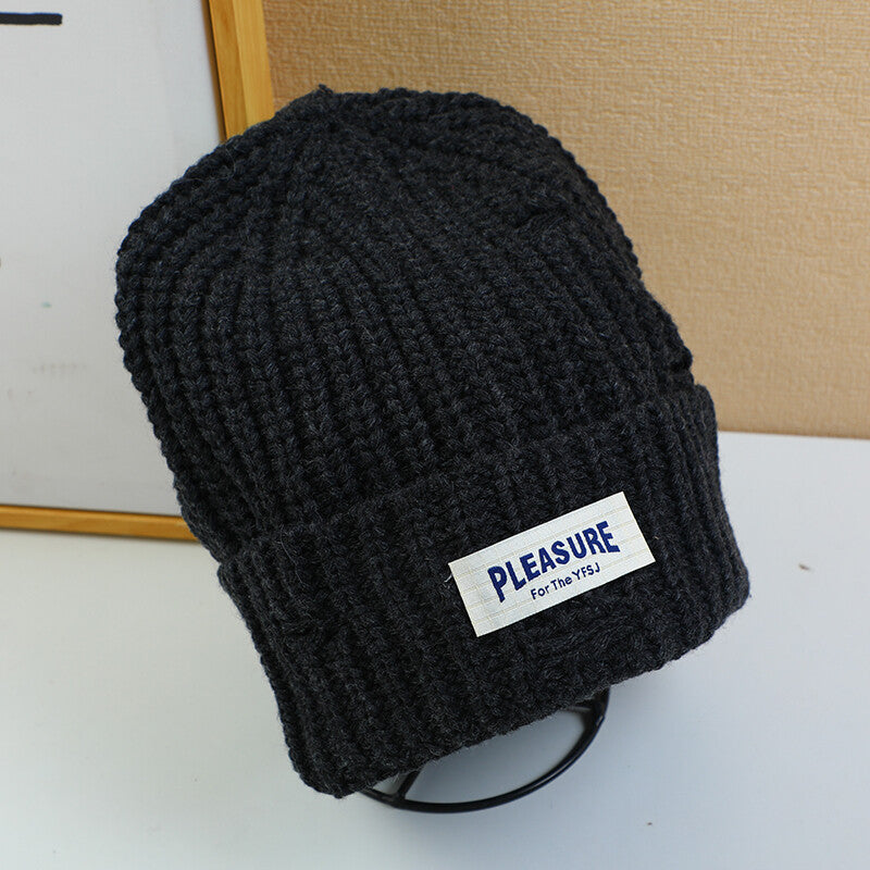 PLEASURE Cappello in lana per adulti con etichetta in tessuto Street con fori - grigio scuro