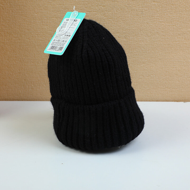Cappello di lana per bambini a tesa larga a forma di gattino - nero