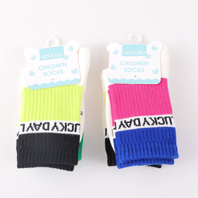 Calzini a lettere colorate per bambini a metà polpaccio taglia L-due paia