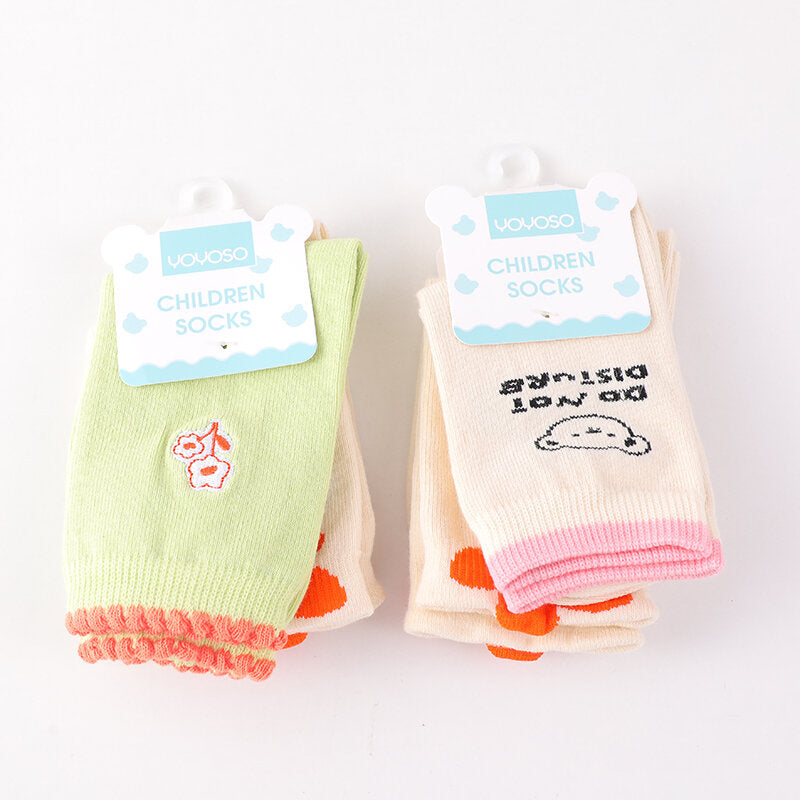 Calze a metà polpaccio per bambini a fiori freschi taglia L-due paia