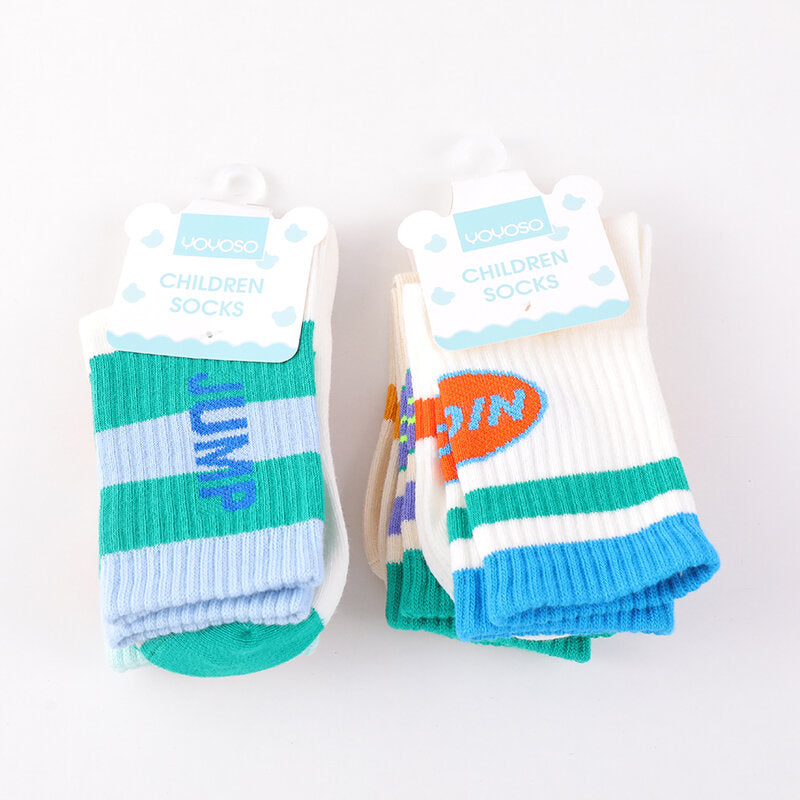 Calzini da bambino a metà polpaccio in stile sportivo a barre parallele taglia M-due paia