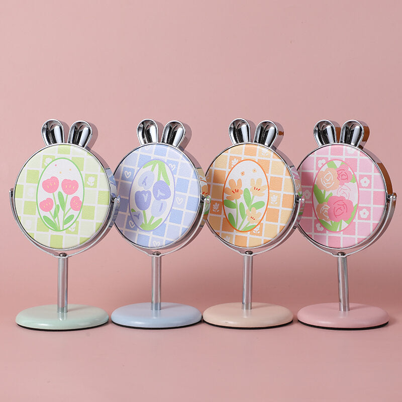 Fiore di primavera serie romantica orecchie di coniglio piccolo specchio da tavolo-1Pz