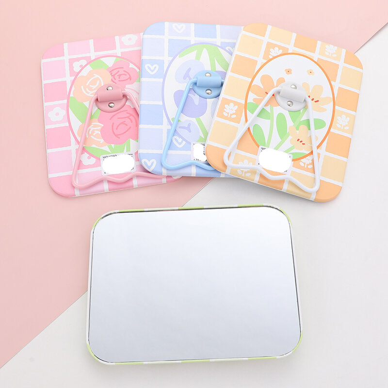 Specchio da tavolo quadrato della serie romantica dei fiori di primavera con supporto-1Pz