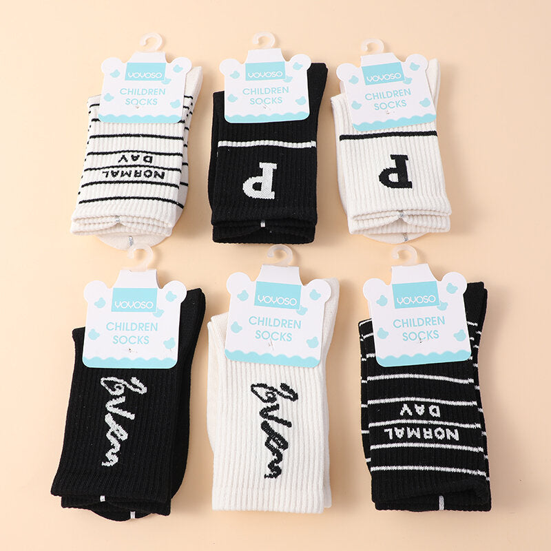 Calzini a metà polpaccio per bambini a lettera semplice taglia M-due paia