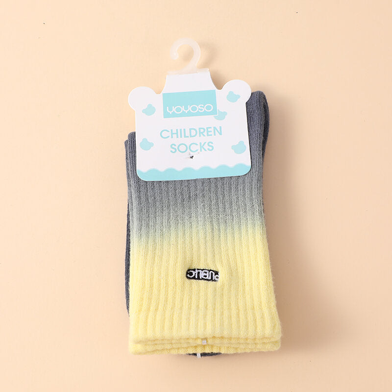 Calzini a metà polpaccio per bambini con ricamo a lettere e tinta unita, taglia L