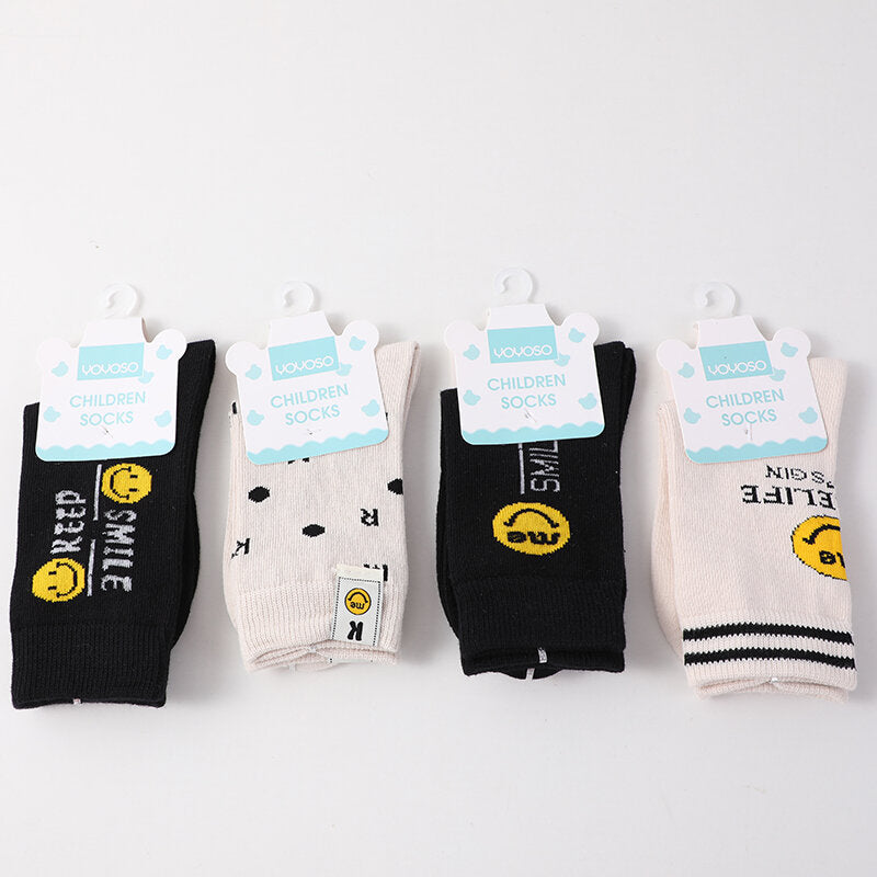 Calzini jacquard con faccia sorridente per bambini a metà polpaccio taglia M-due paia