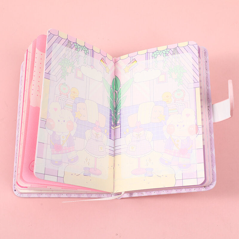 Quaderno portatile con fibbia magnetica a forma di coniglio - pagina a colori