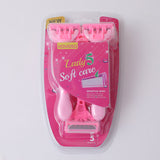 Rasoio da donna a 5 strati in acciaio inossidabile con manico rosa (set da 5 pezzi)